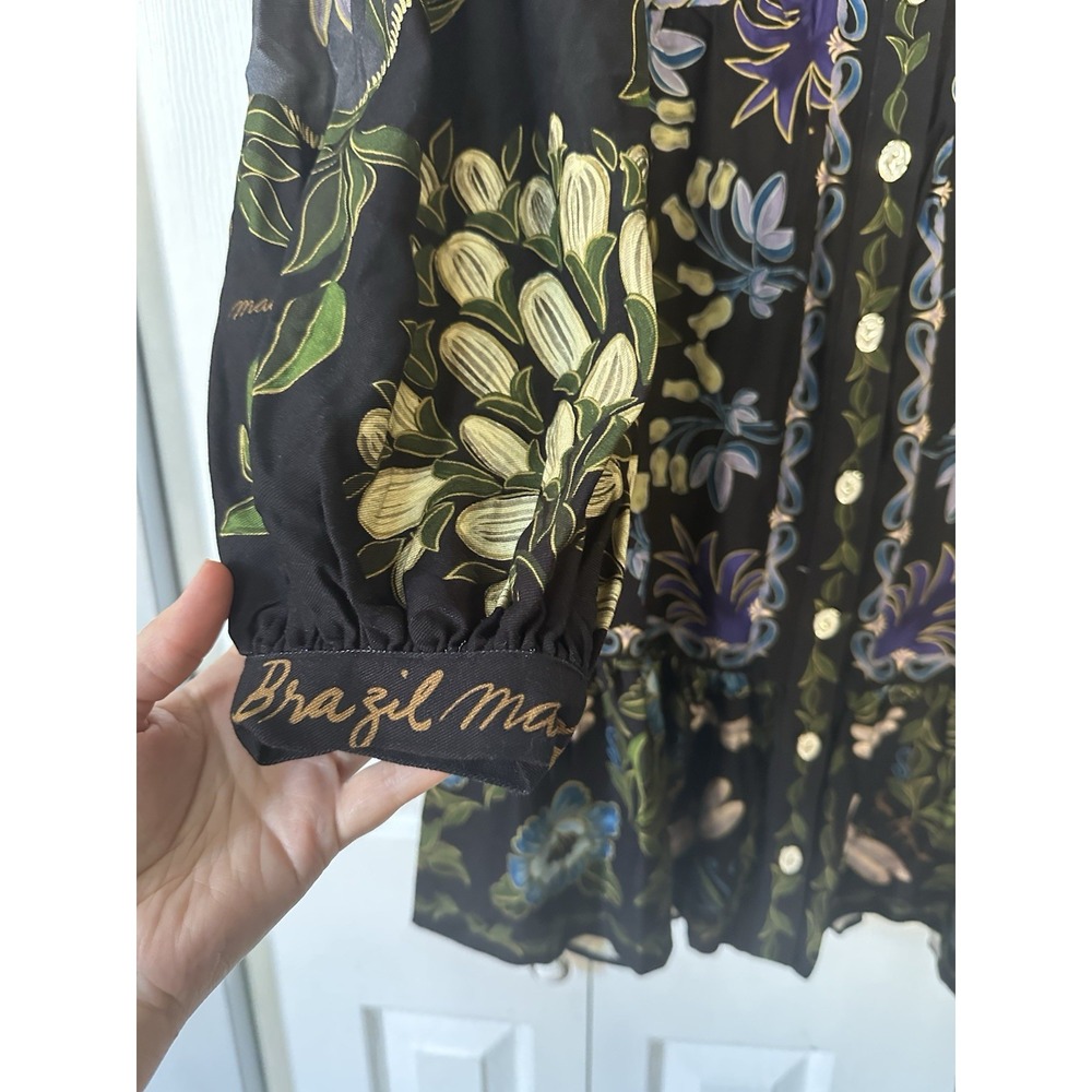 Farm Rio Sz L Black Winter Garden Mini Dress NWT Quiet Luxury - Picture 4 of 7